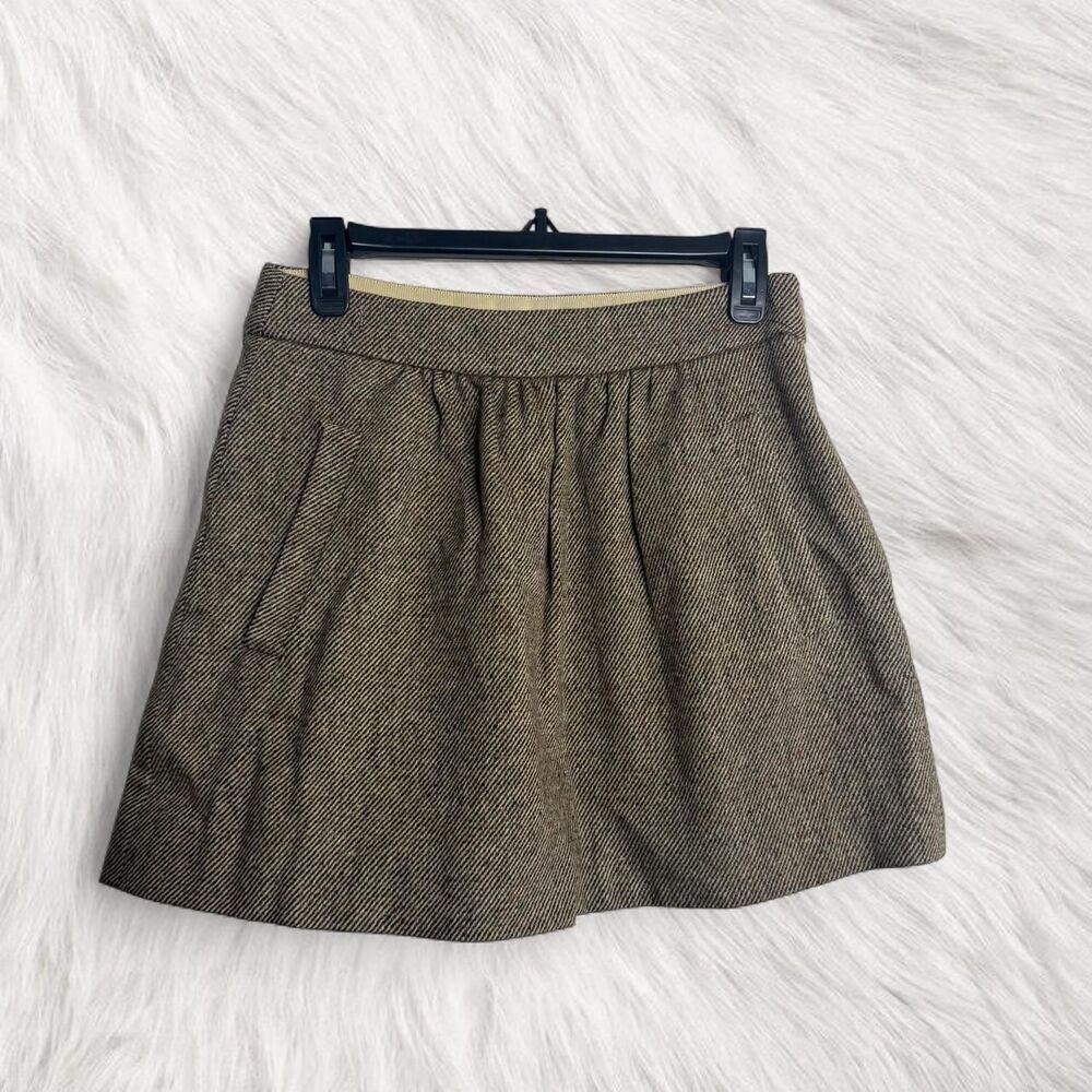 J.Crew Preppy Wool Mini Micro Skirt brown plaid Size 0 | Fall Winter Christmas